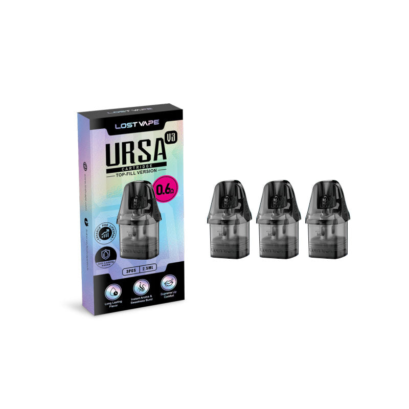 Lost Vape Ursa V3 Pod Cartridge for Ursa Nano /Ursa Nano 2 / Ursa Nano 3/ Ursa Nano Pro/Ursa Nano Air/ Ursa Nano S 2/Ursa Baby / Ursa Baby 2 /Ursa Baby 3/ Ursa Baby Pro / Ursa Pro /Ursa S /Ursa Nano Air / Ursa Pocket/Ursa Cap / Epoch Kit 2.5ml (3pcs/pack)