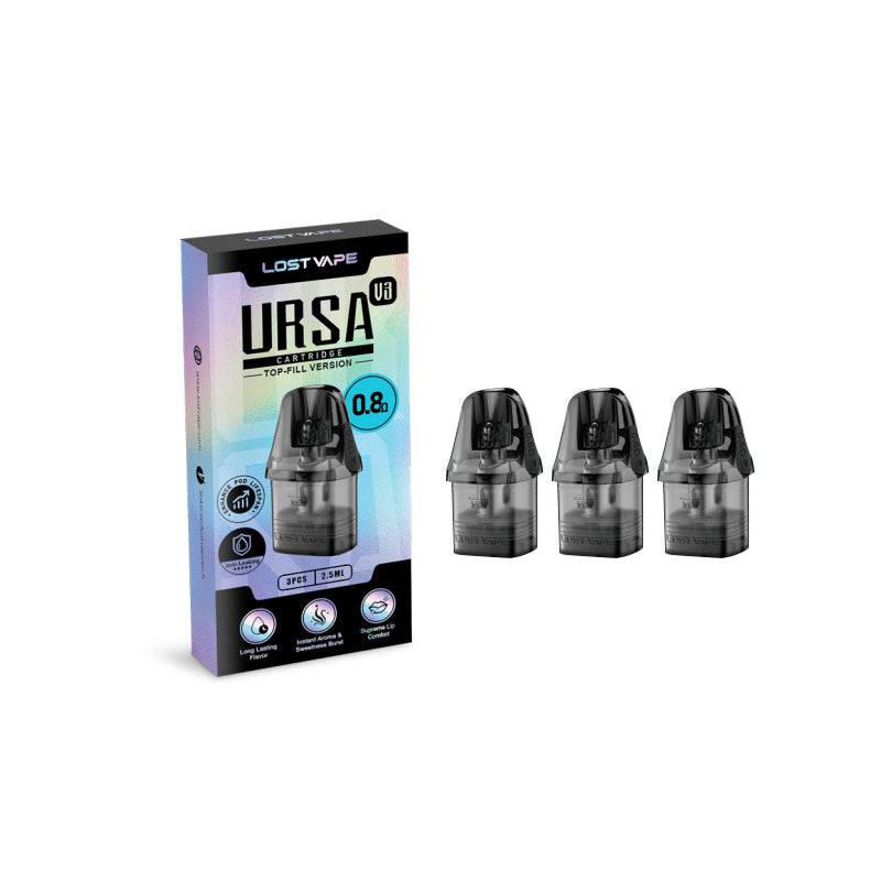 Lost Vape Ursa V3 Pod Cartridge for Ursa Nano /Ursa Nano 2 / Ursa Nano 3/ Ursa Nano Pro/Ursa Nano Air/ Ursa Nano S 2/Ursa Baby / Ursa Baby 2 /Ursa Baby 3/ Ursa Baby Pro / Ursa Pro /Ursa S /Ursa Nano Air / Ursa Pocket/Ursa Cap / Epoch Kit 2.5ml (3pcs/pack)