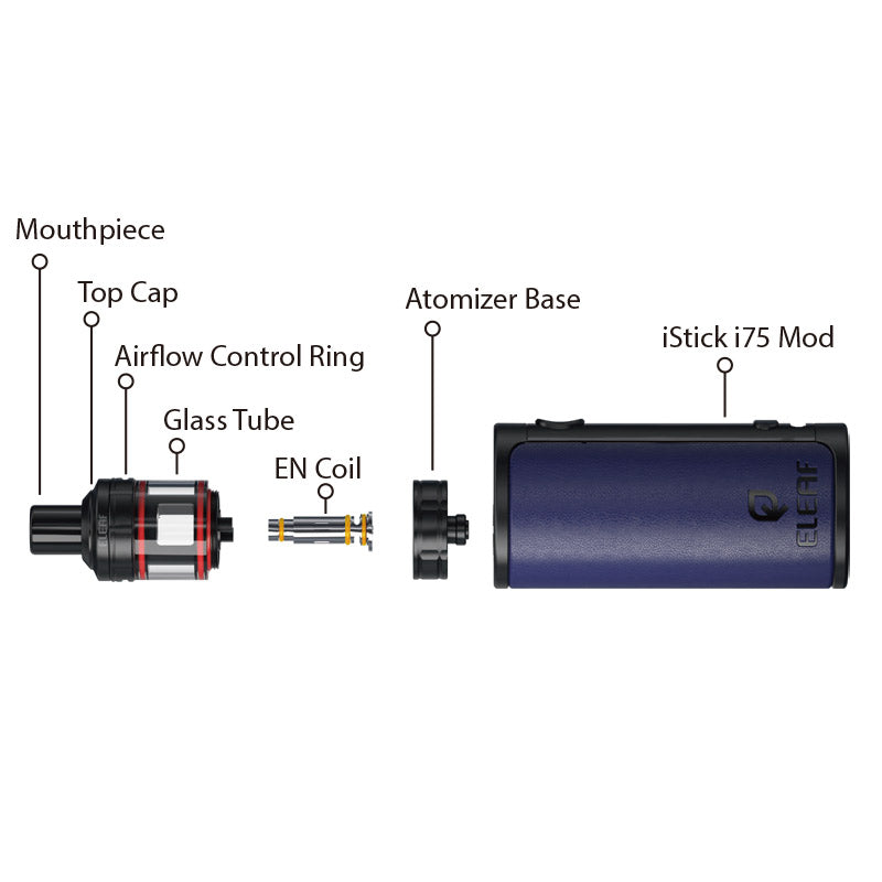 Eleaf iStick i75 Box Mod Kit with En Air Tank Atomizer 3000mAh 3.5ml new