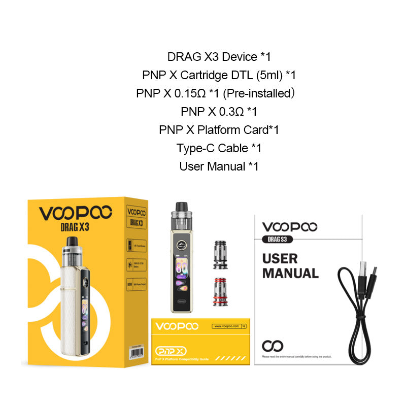 Voopoo Drag X3 80W Box Mod Kit with PnP X Cartridge DTL Pod 5ml new