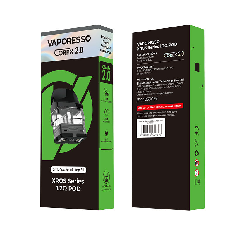 Vaporesso Xros Series Corex 2.0 Pod Cartridge for Xros / Xros 2 / Xros Mini / Xros 3 / Xros 3 Mini / Xros Nano / Xros 3 Nano / Xros Pro / Xros Cube / Xros 4 / Xros 4 Mini/Xros 4 Nano/ Xros 5 /Xros 5 Mini Kit 2ml / 3ml (4pcs/pack)